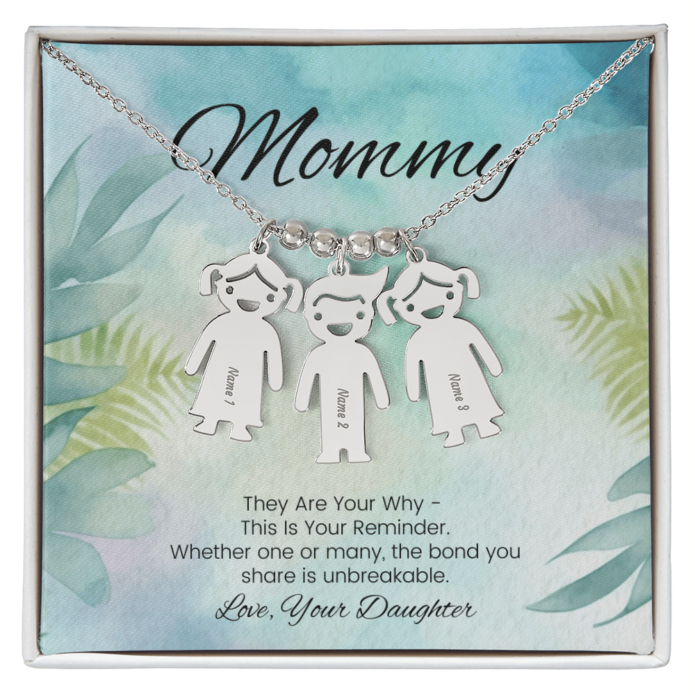 Motivational mom gift – personalized kids charm necklace with “They Are Your Why” reminder