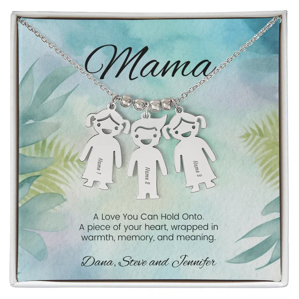 A Love You Can Hold Onto - Engraved Kids Charm Necklace for Mom or Grandma
