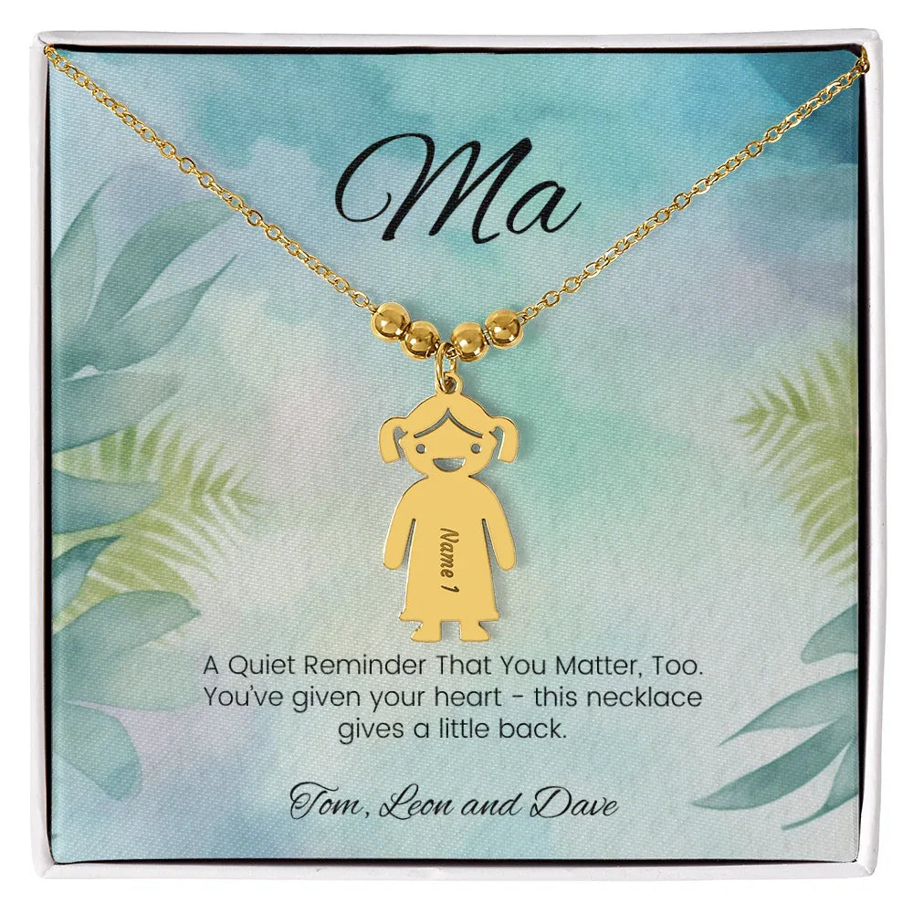 A Quiet Reminder - Engraved Kids Charm Necklace for Mom or Grandma
