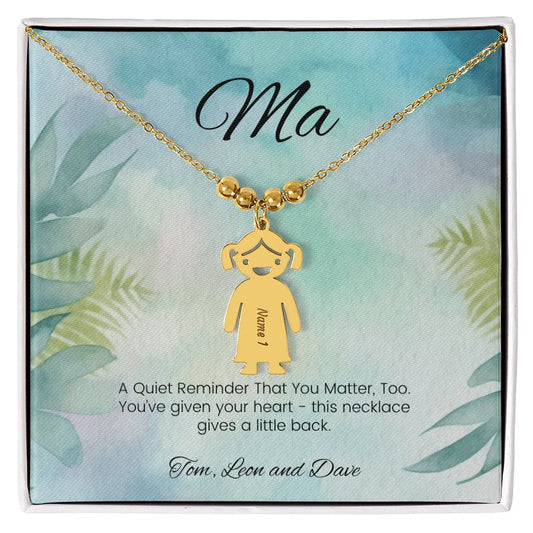 A Quiet Reminder - Engraved Kids Charm Necklace for Mom or Grandma
