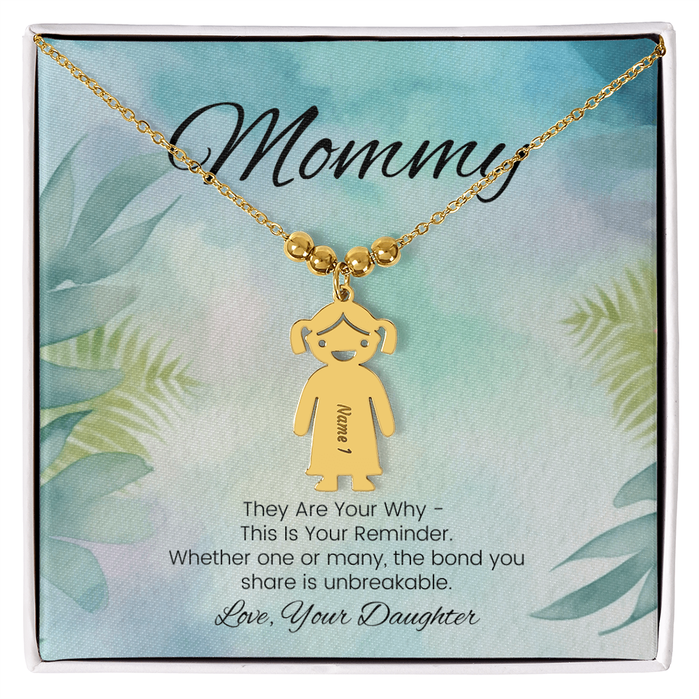 Motivational mom gift – personalized kids charm necklace with “They Are Your Why” reminder