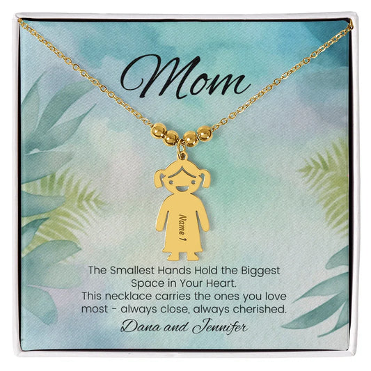 The Smallest Hands - Engraved Kids Charm Necklace for Mom or Grandma