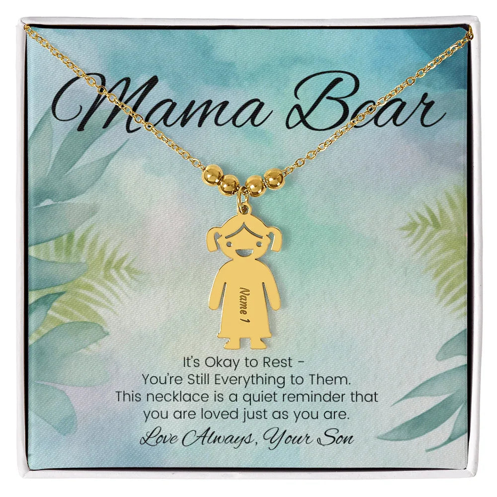 It's Okay To Rest - Engraved Kids Charm Necklace for Mom or Caregiver