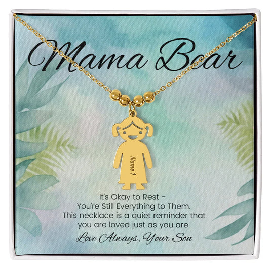 It's Okay To Rest - Engraved Kids Charm Necklace for Mom or Caregiver