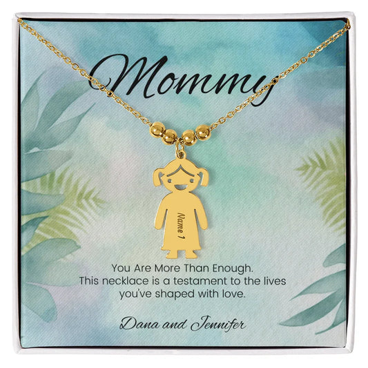 You Are More Than Enough - Engraved Kids Charm Necklace for Mom or Grandma