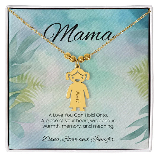 A Love You Can Hold Onto - Engraved Kids Charm Necklace for Mom or Grandma