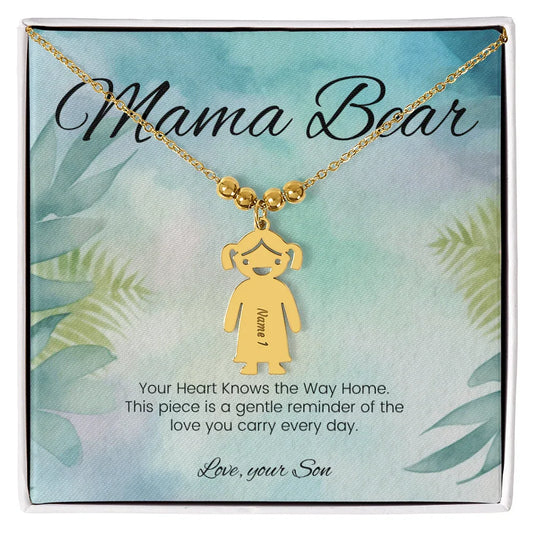 Your Heart Knows The Way Home - Engraved Kids Charm Necklace for Mom