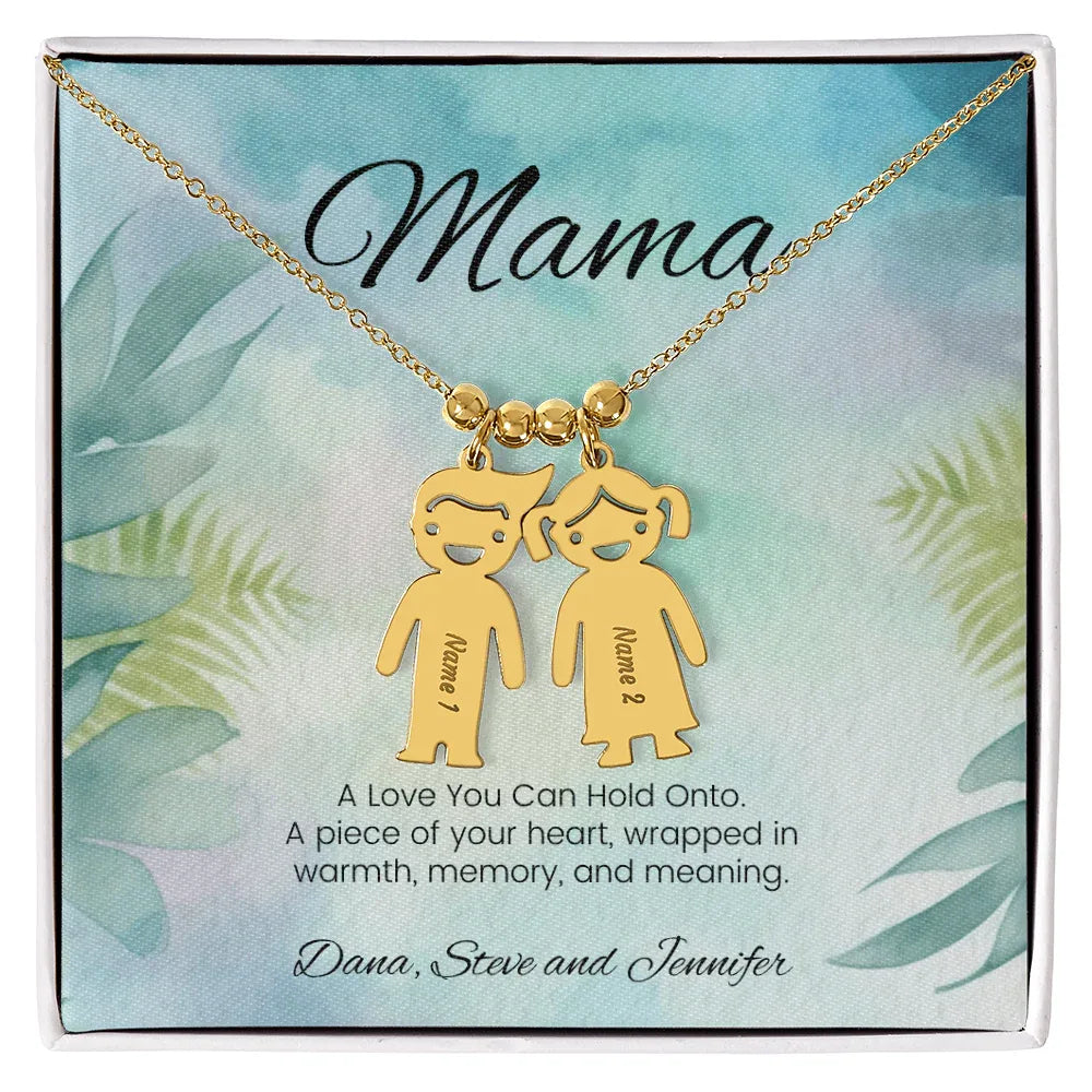 A Love You Can Hold Onto - Engraved Kids Charm Necklace for Mom or Grandma