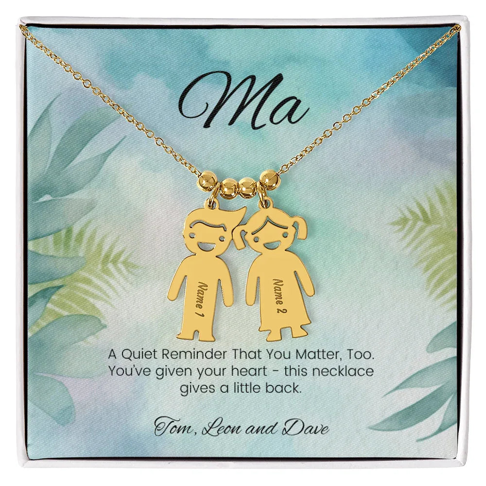 A Quiet Reminder - Engraved Kids Charm Necklace for Mom or Grandma