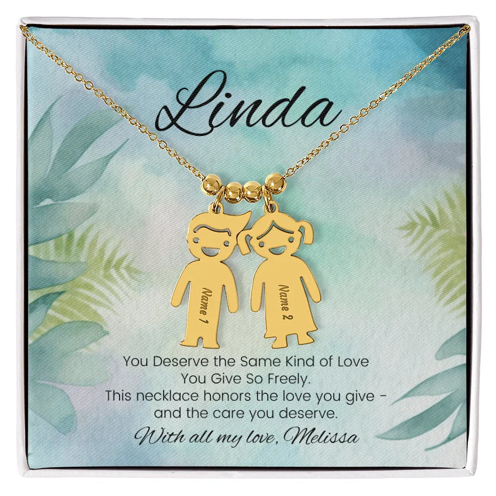 You Deserve The Same - Engraved Kids Charm Necklace for Mom or Grandma