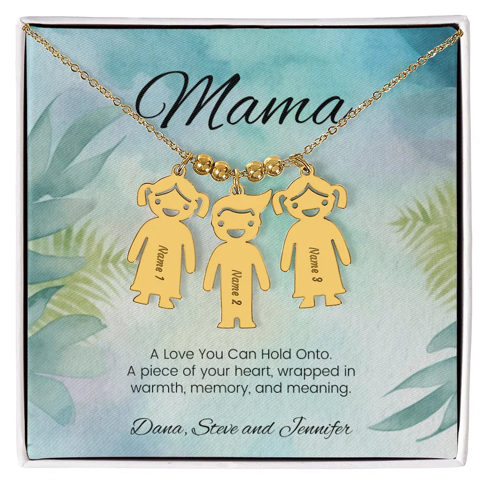 A Love You Can Hold Onto - Engraved Kids Charm Necklace for Mom or Grandma