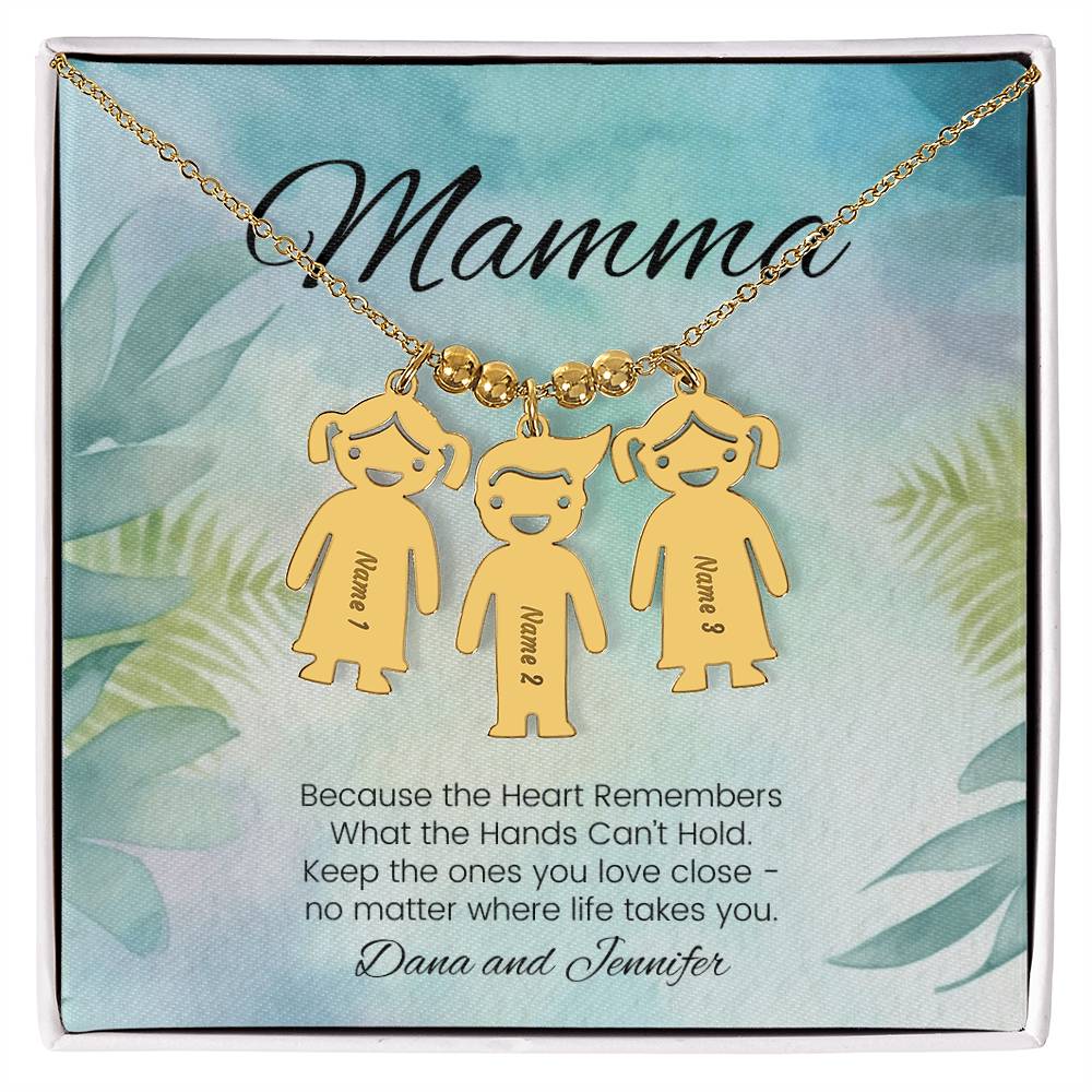 Because the heart remembers memorial engraved kids charm necklace for mom or grandmother - MySisterIsASurvivor