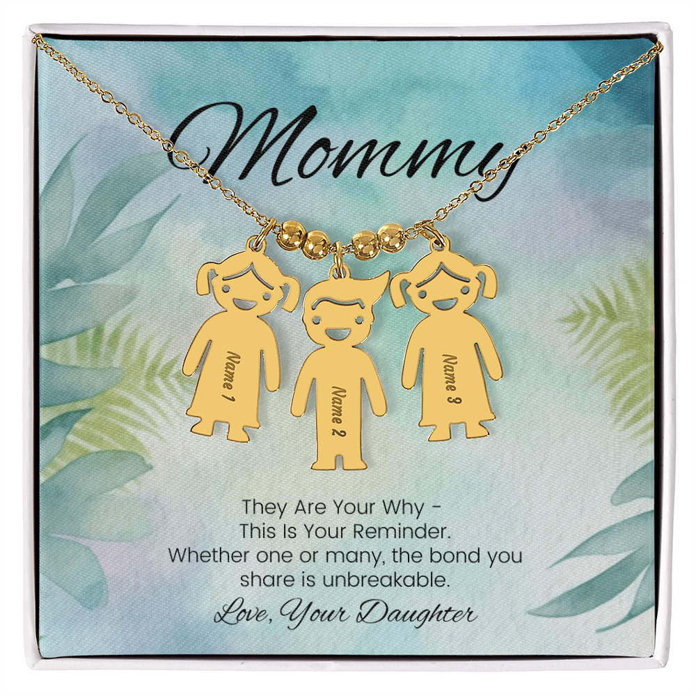 Motivational mom gift – personalized kids charm necklace with “They Are Your Why” reminder