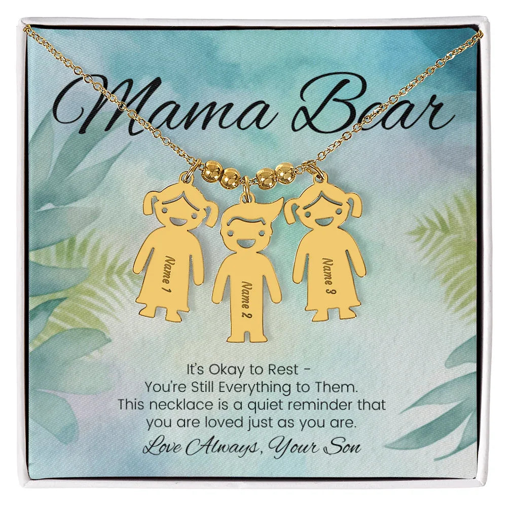 It's Okay To Rest - Engraved Kids Charm Necklace for Mom or Caregiver