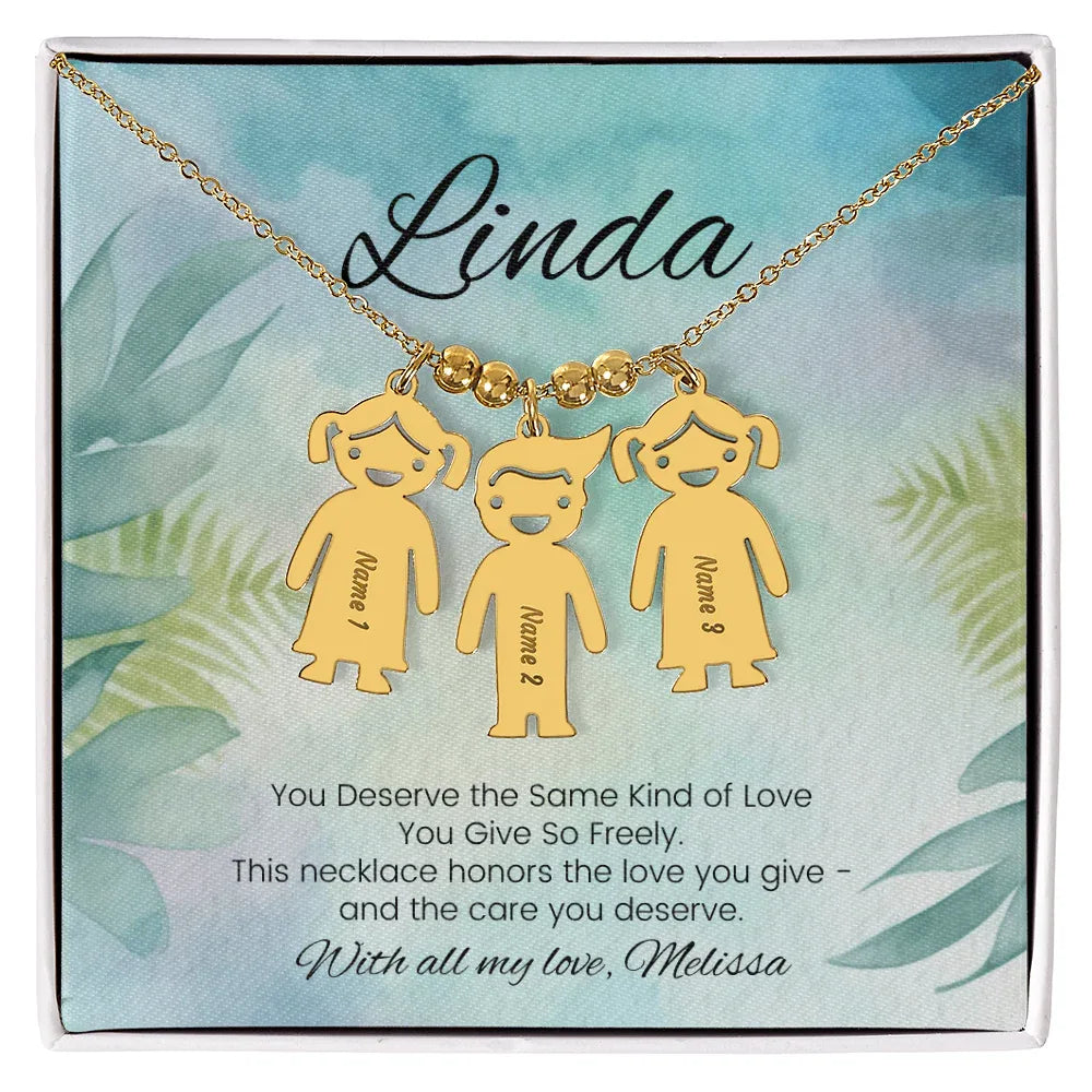 You Deserve The Same - Engraved Kids Charm Necklace for Mom or Grandma