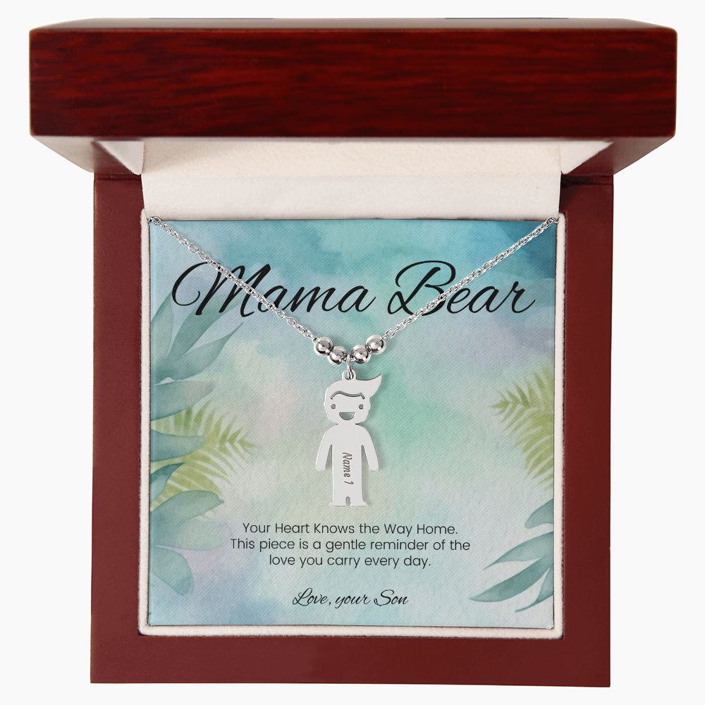 Custom keepsake necklace – engraved kids name charm saying “Your Heart Knows The Way Home”