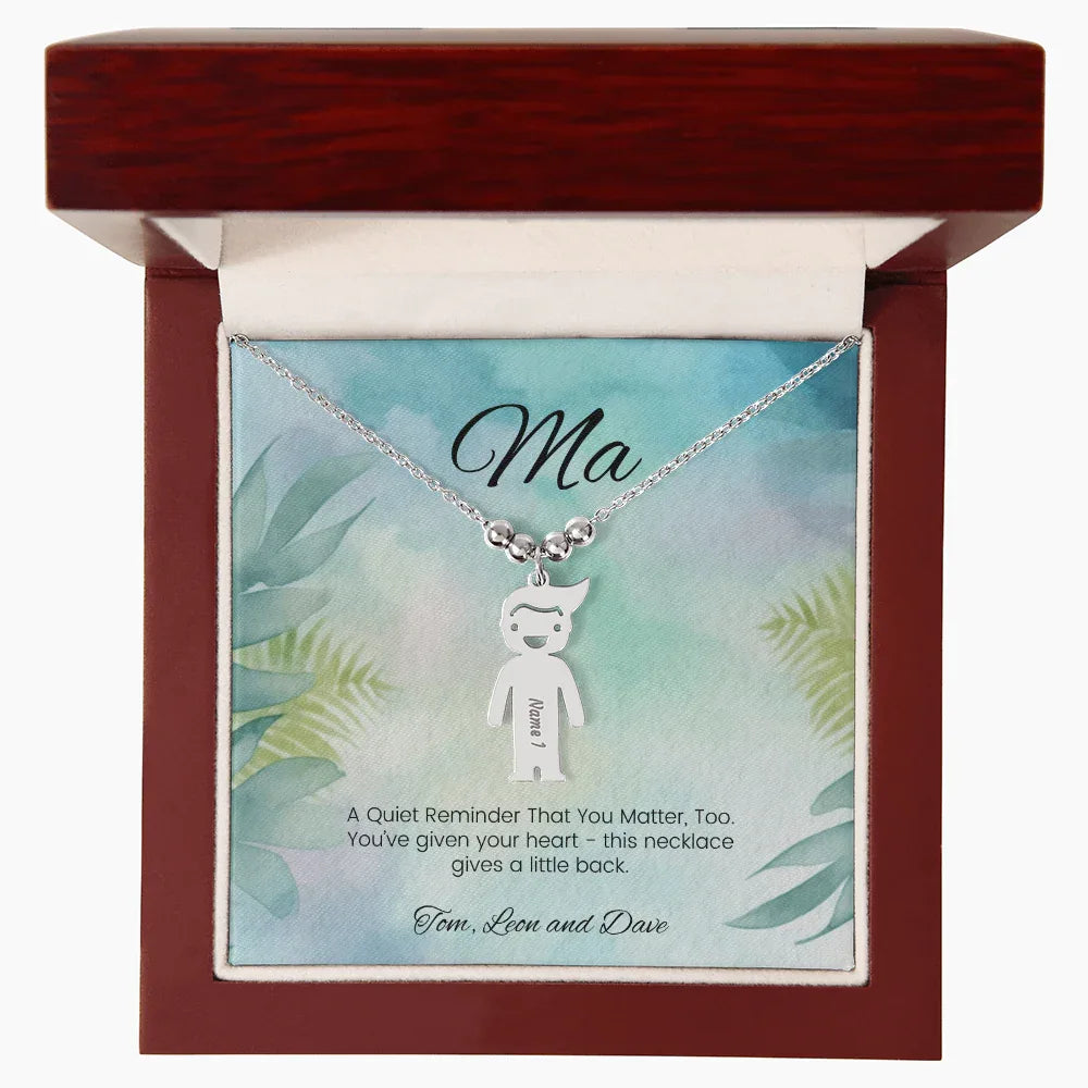 A Quiet Reminder - Engraved Kids Charm Necklace for Mom or Grandma