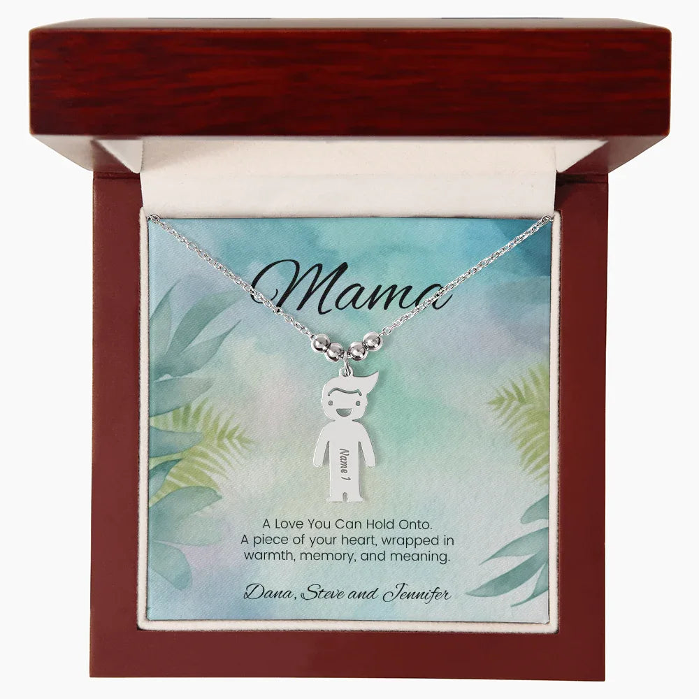 A Love You Can Hold Onto - Engraved Kids Charm Necklace for Mom or Grandma