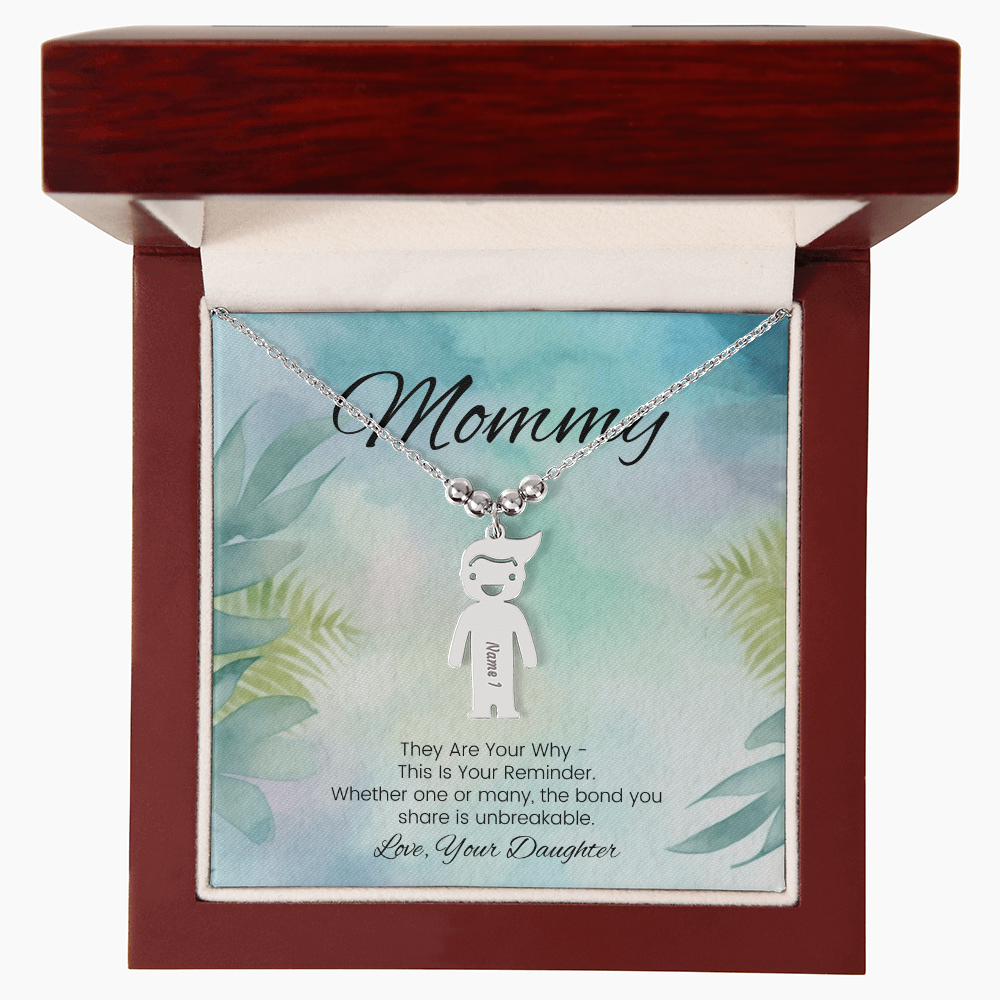 Motivational mom gift – personalized kids charm necklace with “They Are Your Why” reminder