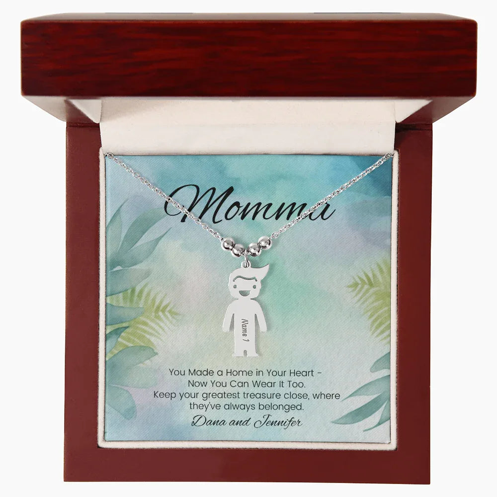 You Made A Home - Engraved Kids Charm Necklace for Mom or Grandma