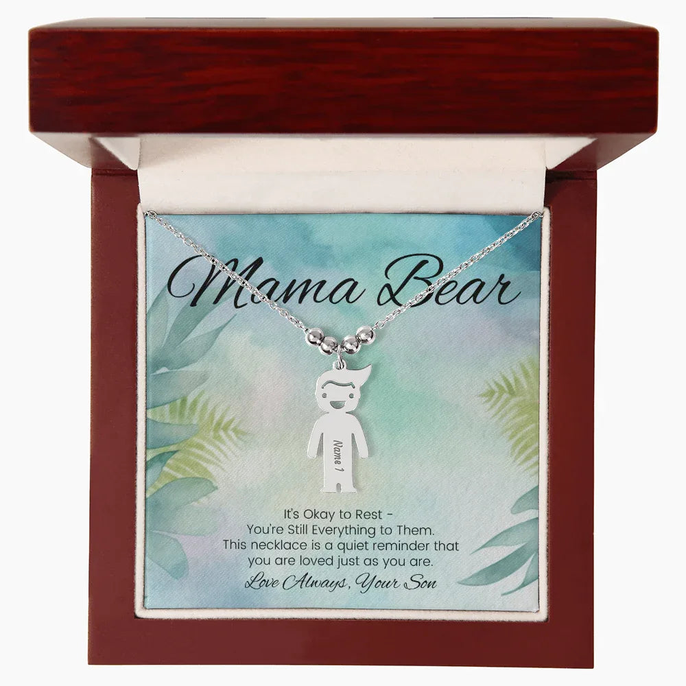 It's Okay To Rest - Engraved Kids Charm Necklace for Mom or Caregiver