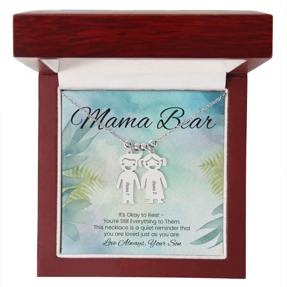 It's Okay To Rest - Engraved Kids Charm Necklace for Mom or Caregiver