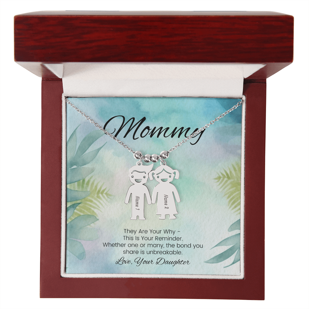 Motivational mom gift – personalized kids charm necklace with “They Are Your Why” reminder