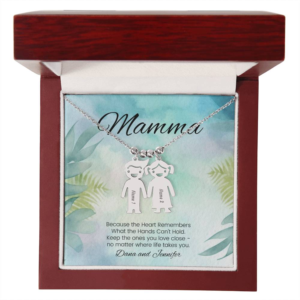 Because the heart remembers memorial engraved kids charm necklace for mom or grandmother - MySisterIsASurvivor