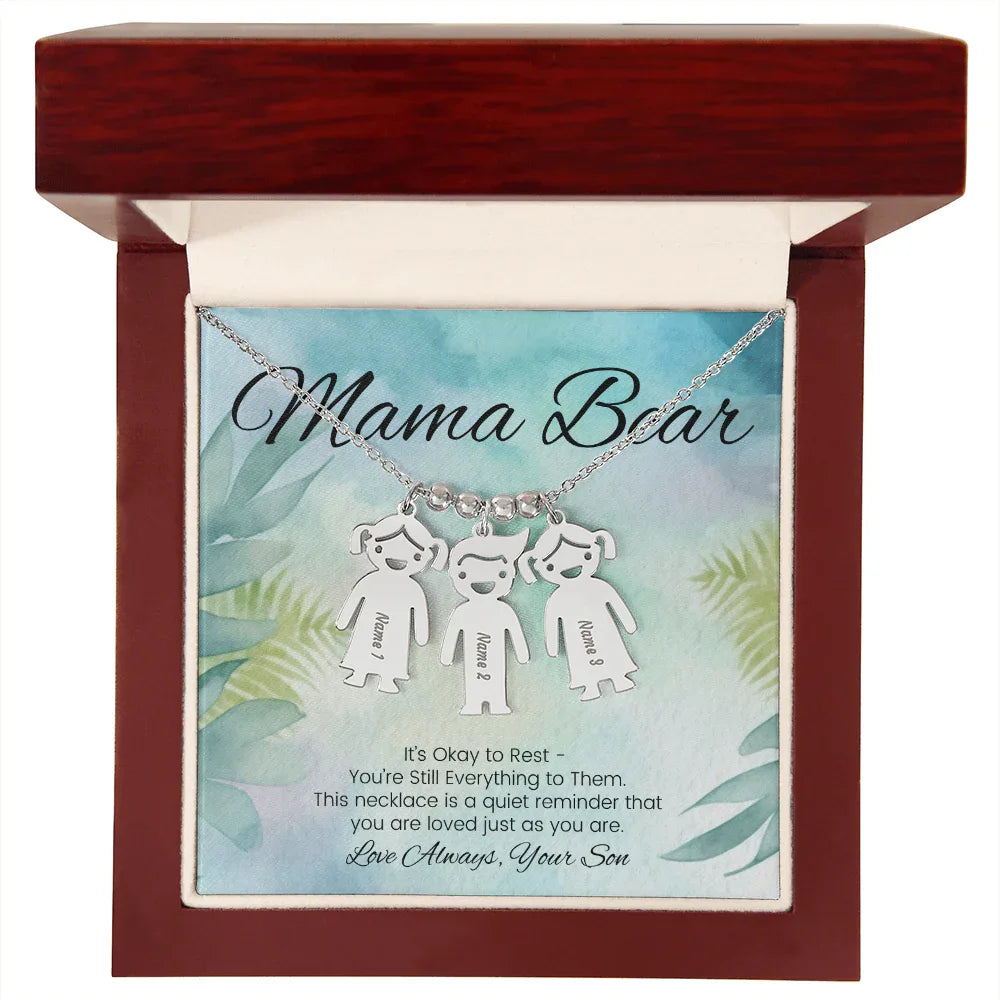 It's Okay To Rest - Engraved Kids Charm Necklace for Mom or Caregiver