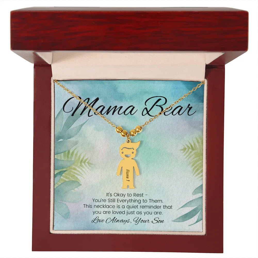 It's Okay To Rest - Engraved Kids Charm Necklace for Mom or Caregiver