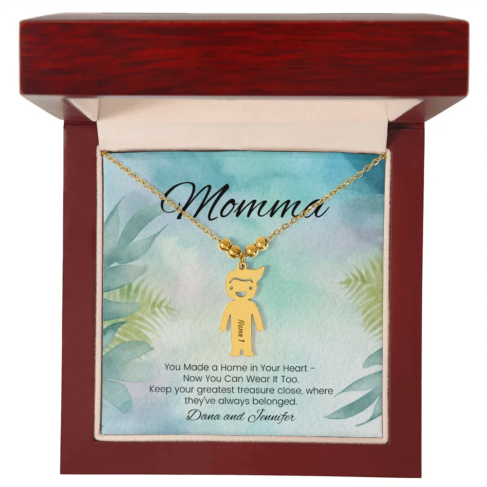 You Made A Home - Engraved Kids Charm Necklace for Mom or Grandma