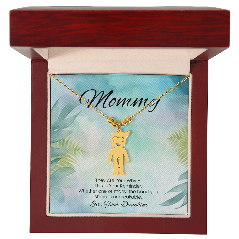 Motivational mom gift – personalized kids charm necklace with “They Are Your Why” reminder
