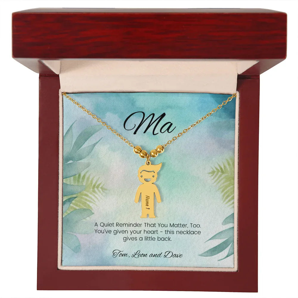 A Quiet Reminder - Engraved Kids Charm Necklace for Mom or Grandma