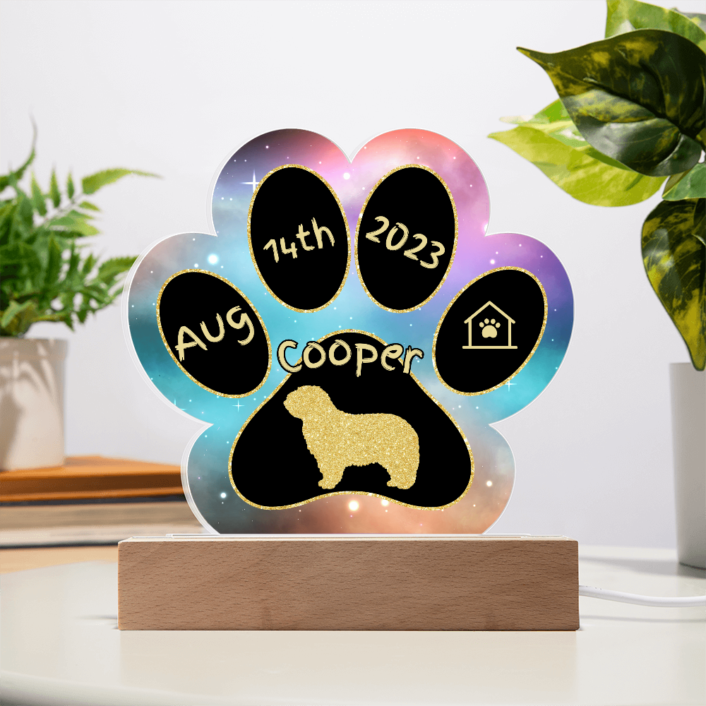 Komondor - Personalized Dog Gotcha Day 7" Acrylic Paw Print Plaque
