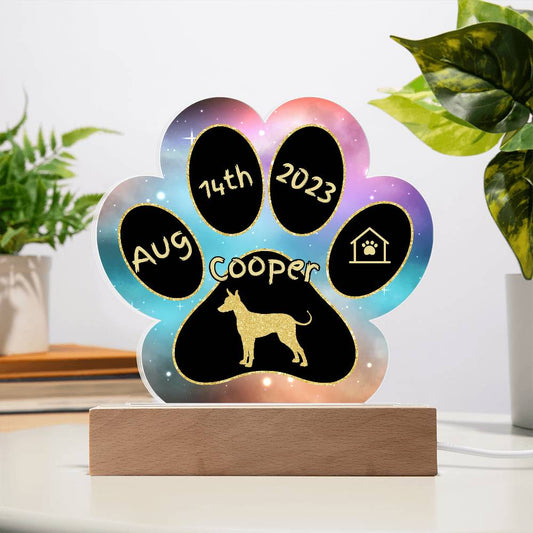 7" Acrylic Paw Print Plaque - Xoloitzcuintli - Custom Mexican Hairless Dog Gift for Rescue Families