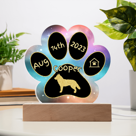 7" Acrylic Paw Print Plaque - Alaskan Husky Personalized Dog Gotcha Day Gift - Puppy Gotcha Day Display