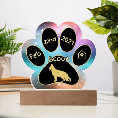 German Shepherd - Personalized Dog Gotcha Day 7" Acrylic Paw Print Plaque