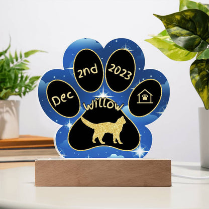Somali cat 7 inch Gotcha Day plaque with paw print personalized acrylic