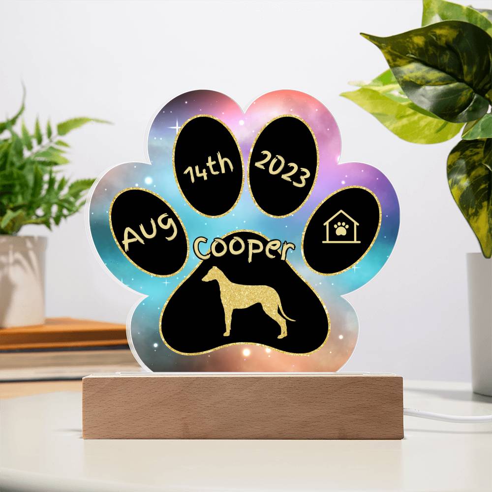 Greyhound - Personalized Dog Gotcha Day 7" Acrylic Paw Print Plaque