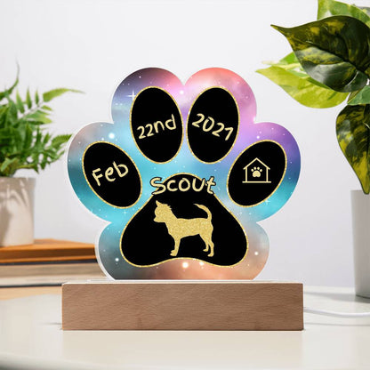 Chihuahua - Personalized Dog Gotcha Day 7" Acrylic Paw Print Plaque