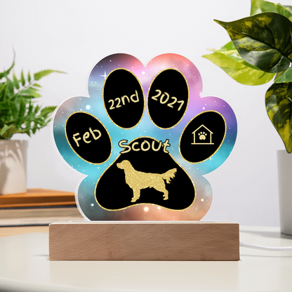 Golden Retriever - Personalized Dog Gotcha Day 7" Acrylic Paw Print Plaque