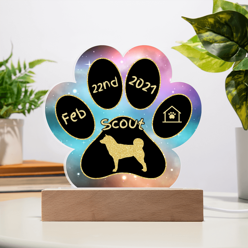 Akita Inu - Personalized Dog Gotcha Day 7" Acrylic Paw Print Plaque