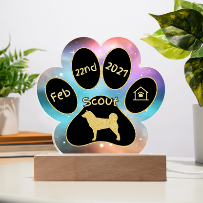 Akita Inu - Personalized Dog Gotcha Day 7" Acrylic Paw Print Plaque