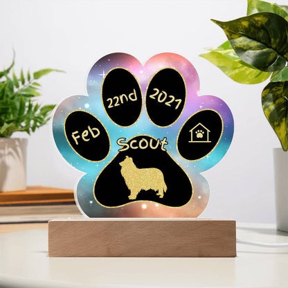 Collie - Personalized Dog Gotcha Day 7" Acrylic Paw Print Plaque