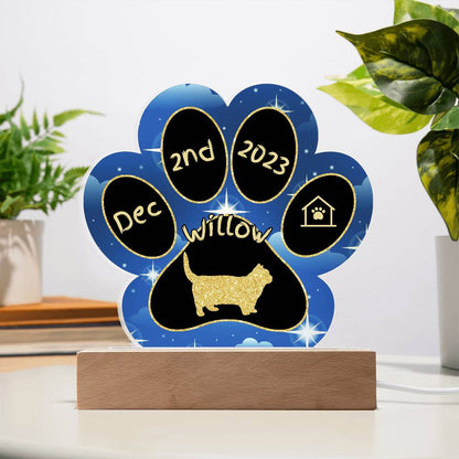Munchkin cat personalized Gotcha Day paw print 7 inch acrylic plaque