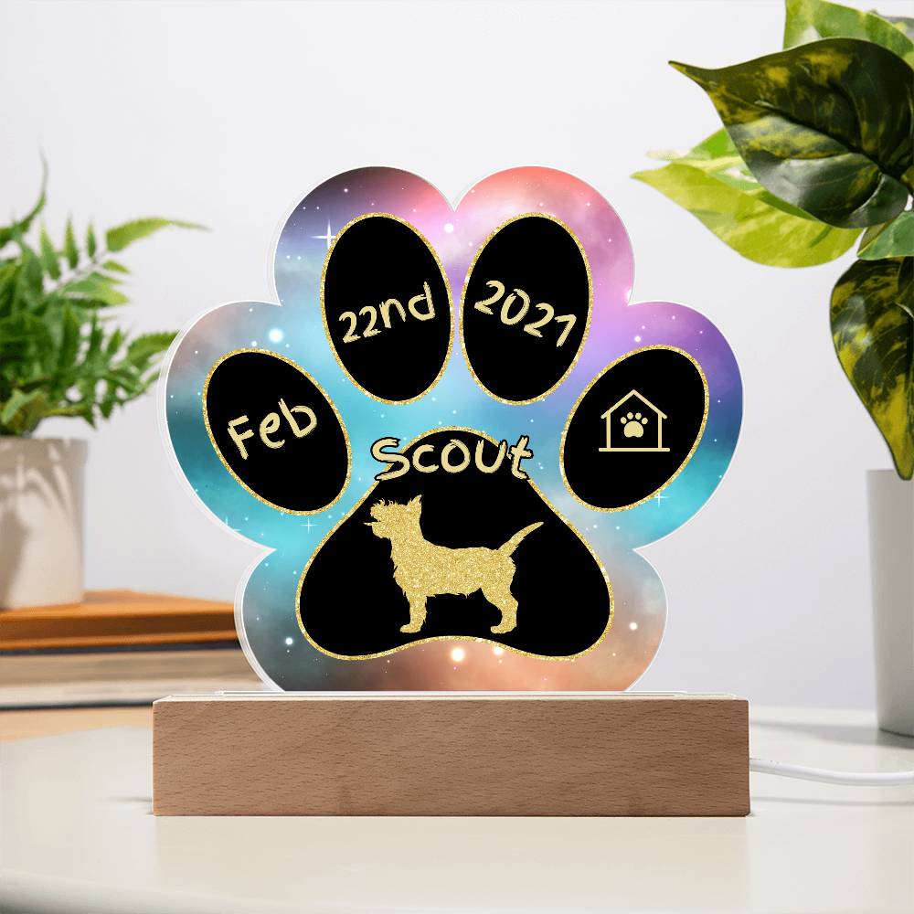 Cairn Terrier - Personalized Dog Gotcha Day 7" Acrylic Paw Print Plaque