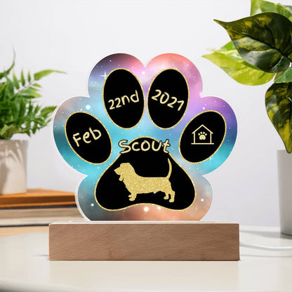 Basset Hound - Personalized Dog Gotcha Day 7" Acrylic Paw Print Plaque