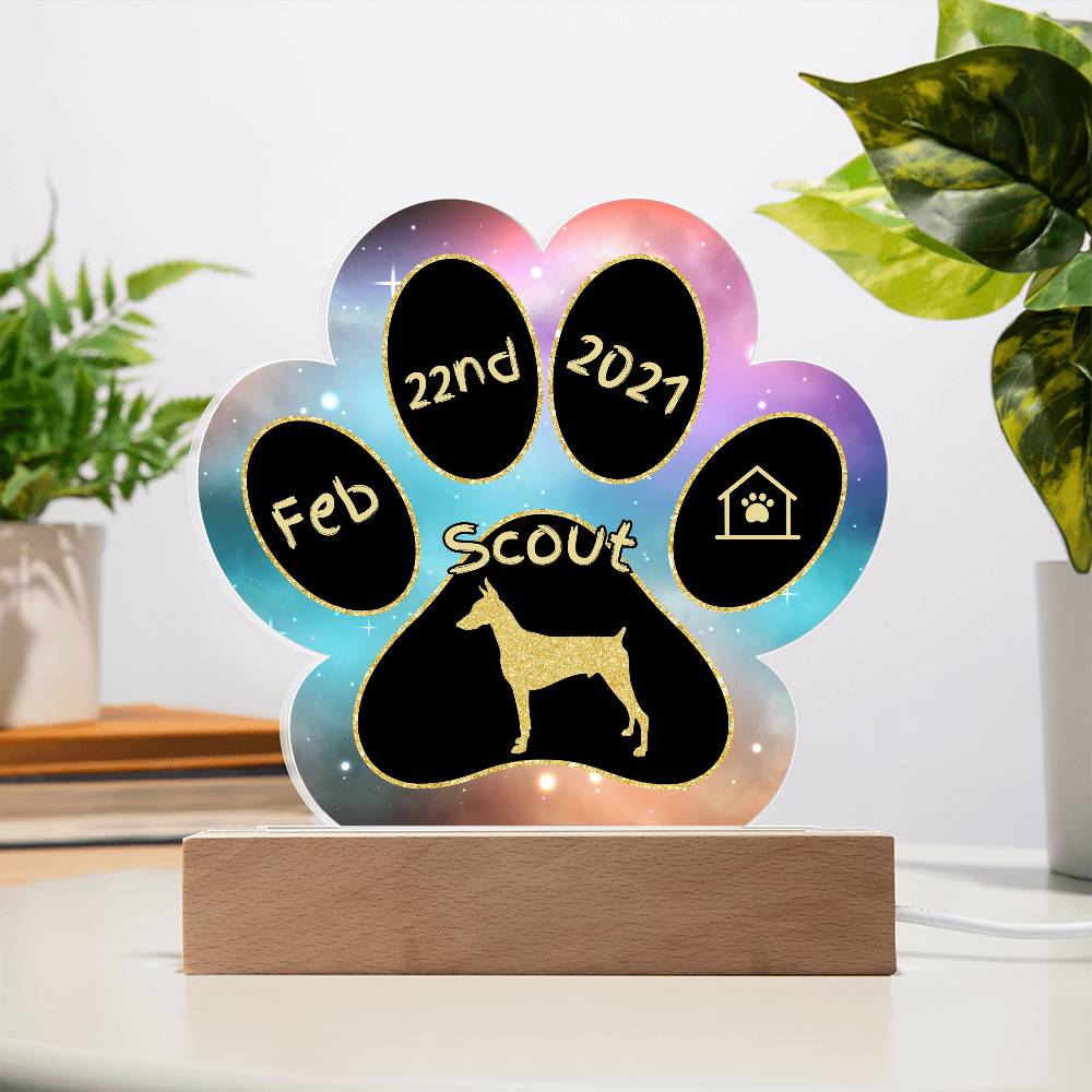 Doberman - Personalized Dog Gotcha Day 7" Acrylic Paw Print Plaque