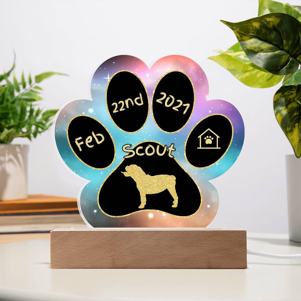 Bulldog - Personalized Dog Gotcha Day 7" Acrylic Paw Print Plaque