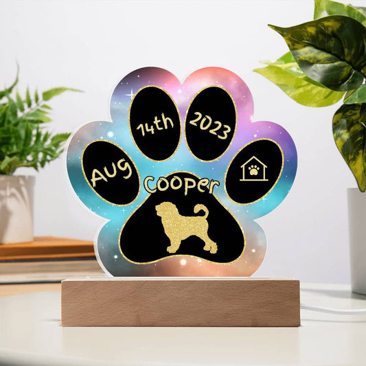 7" Acrylic Paw Print Plaque - Portuguese Water Dog - Unique Gotcha Day Keepsake for Water Dog Families